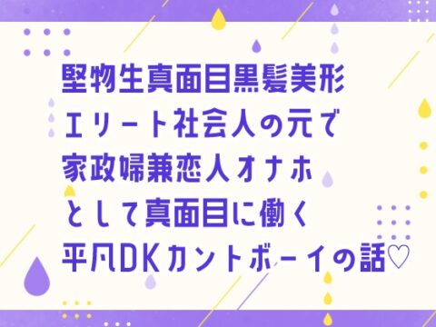 堅物生真面目黒髪美形エリート社会人の元で家政婦兼恋人オナホとして真面目に働く平凡DKカントボーイの話♡ [しぐれ書房] | DLsiteがるまに
