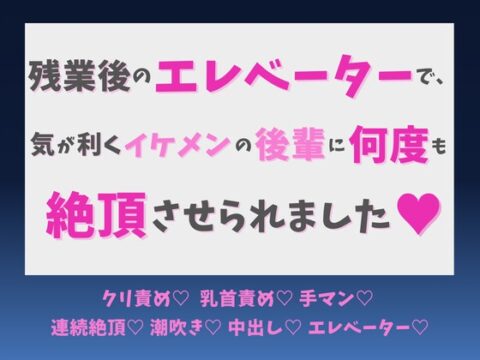 残業後のエレベーターで、気が利くイケメンの後輩に何度も絶頂させられました♡ [蜜りんご] | DLsiteがるまに